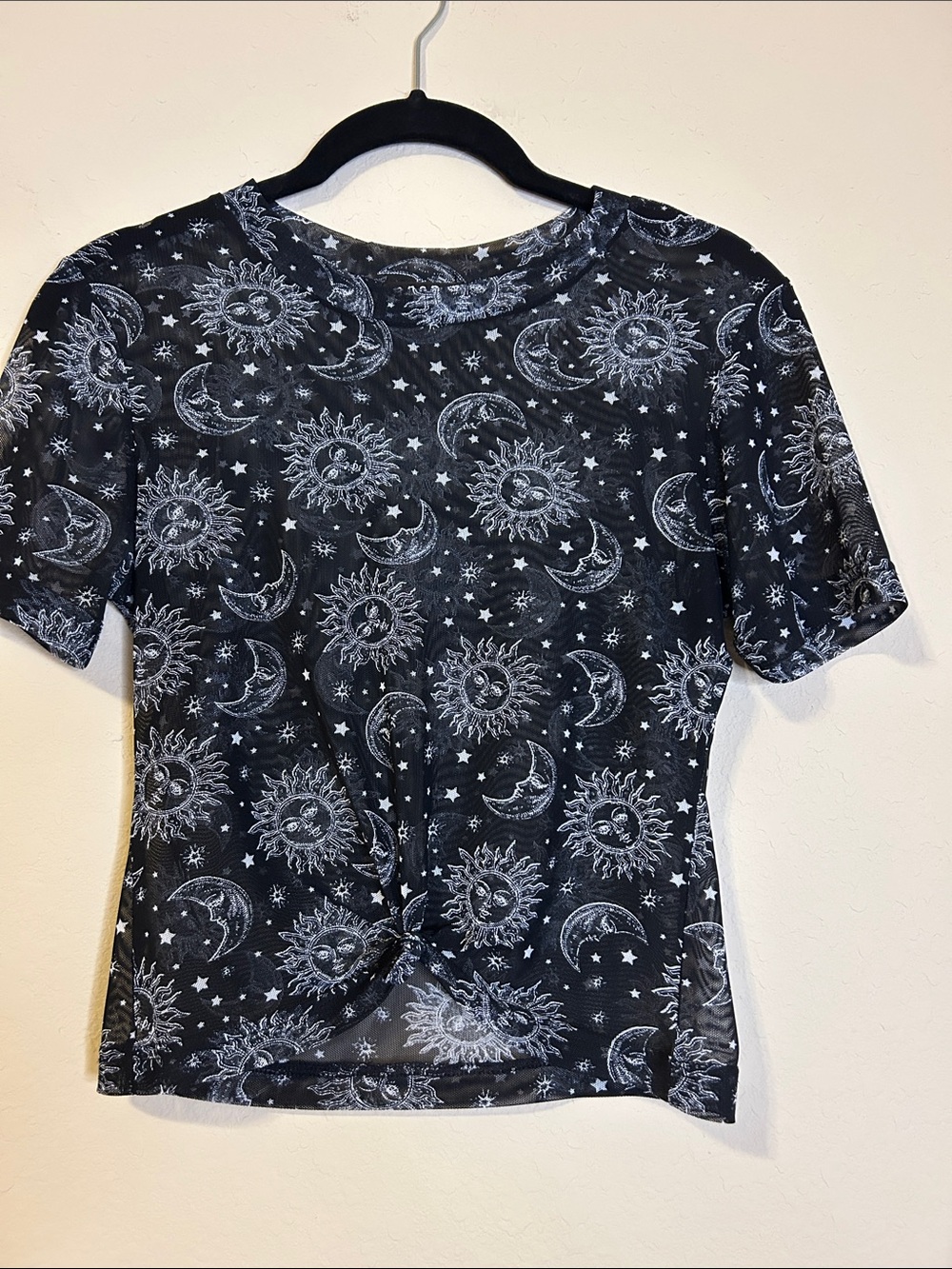 Celestial Print Short Sleeve Tee - Black 
Size M